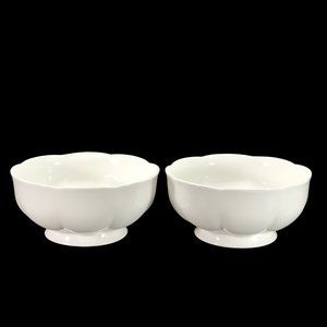 2ct WINDSOR BONE by BLOCK Soup Cereal BOWLS White Scalloped Rim White
